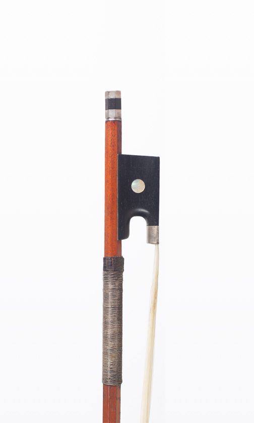 A silver-mounted violin bow, unbranded