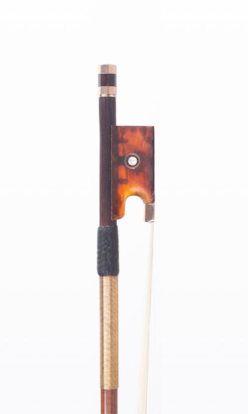 A gold and tortoiseshell-mounted violin bow, branded F. N. Voirin