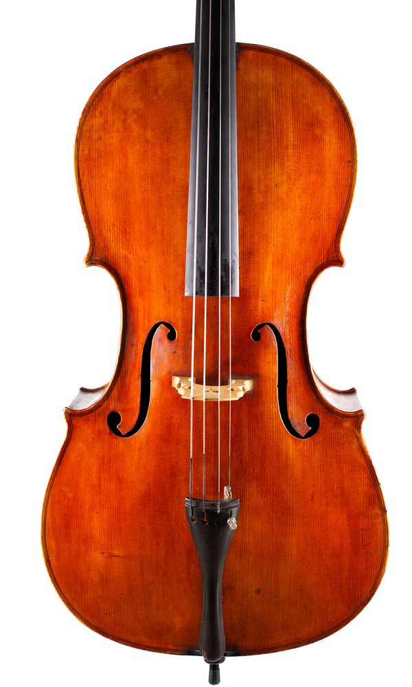 A cello, labelled Carlo Tononi