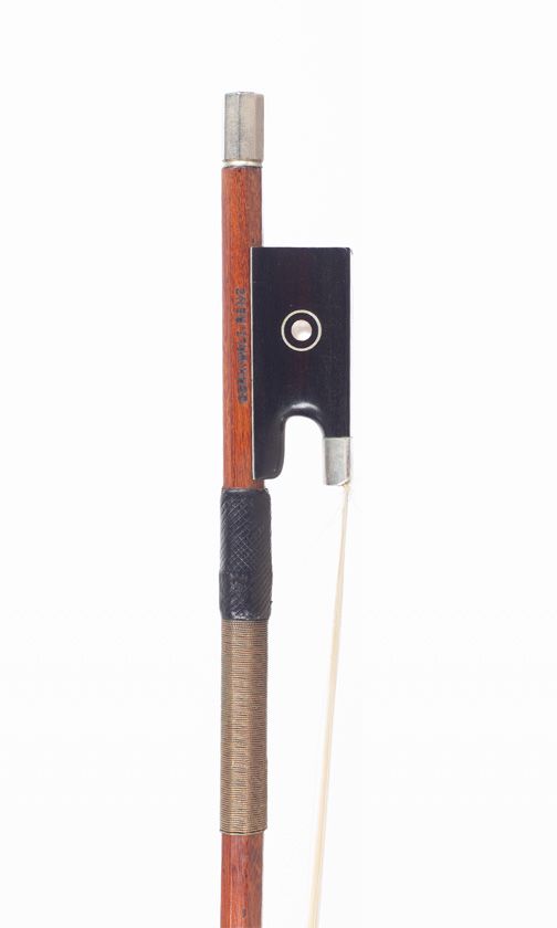 A nickel-mounted violin bow, branded Gerh. Walt. Rentz