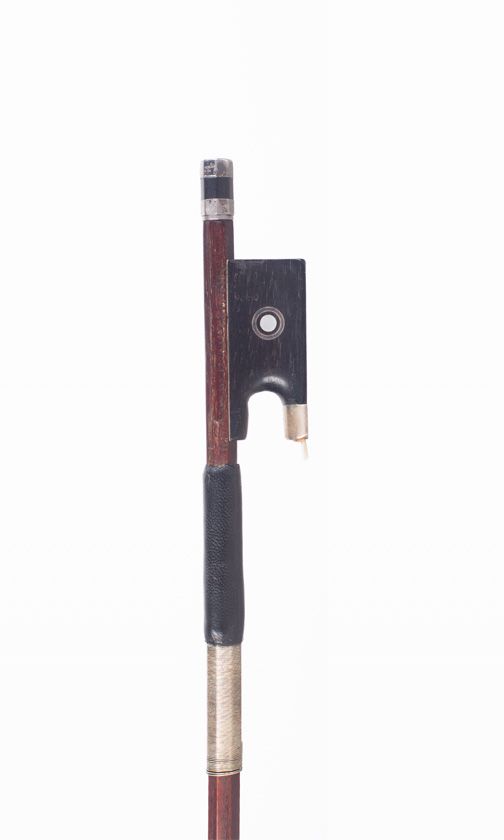 A silver-mounted violin bow branded H. R. Pfretzschner