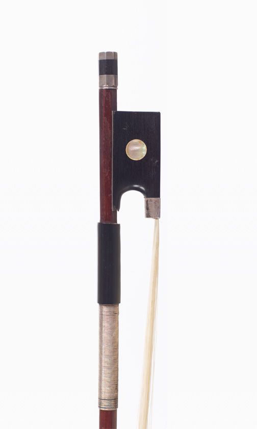 A silver-mounted violin bow, unbranded