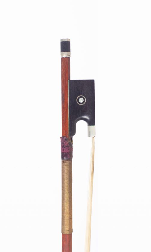 A nickel-mounted violin bow, unbranded