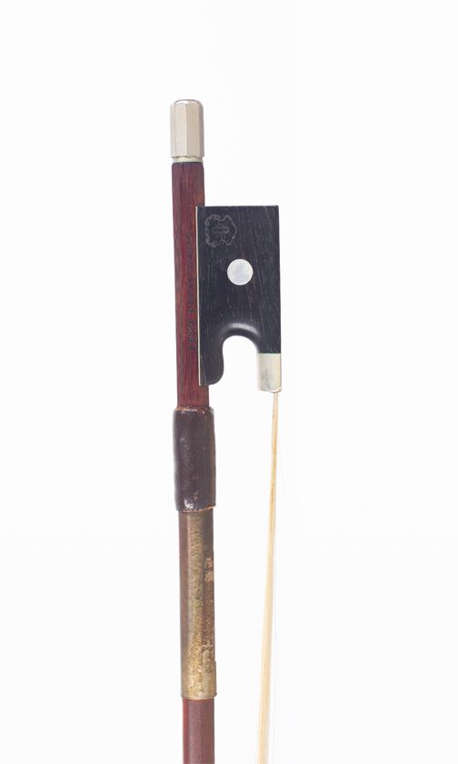 A nickel-mounted violin bow, branded Otto Durrschmidt