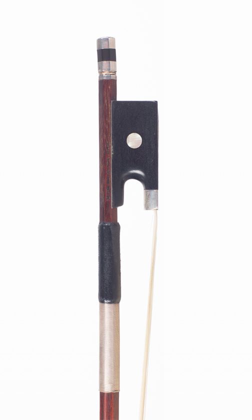 A silver-mounted violin bow, branded L. Herrmann