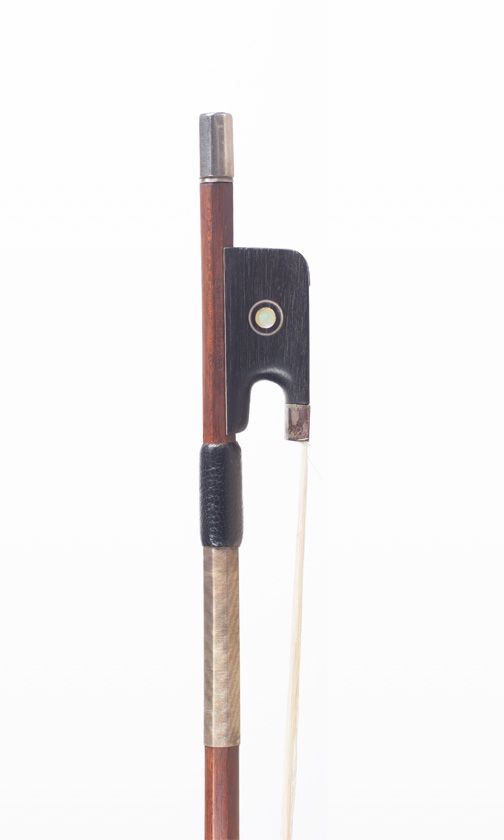 A silver-mounted violin bow, branded Emile Ouchard