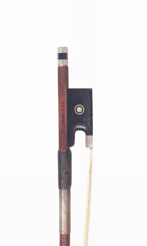 A silver-mounted violin bow, branded Emil Werner