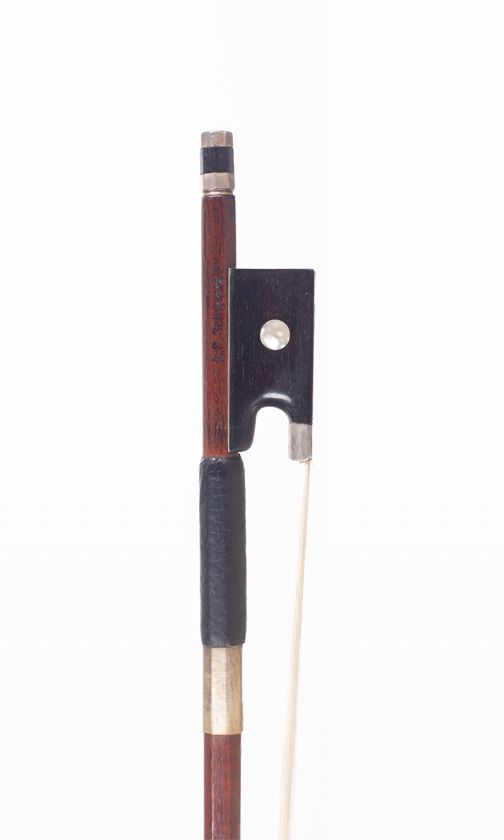A silver-mounted viola bow, branded L. P. Schwartz