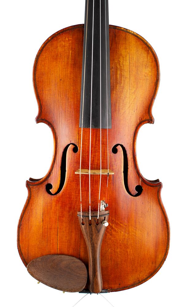 A violin, labelled Micael Deconet