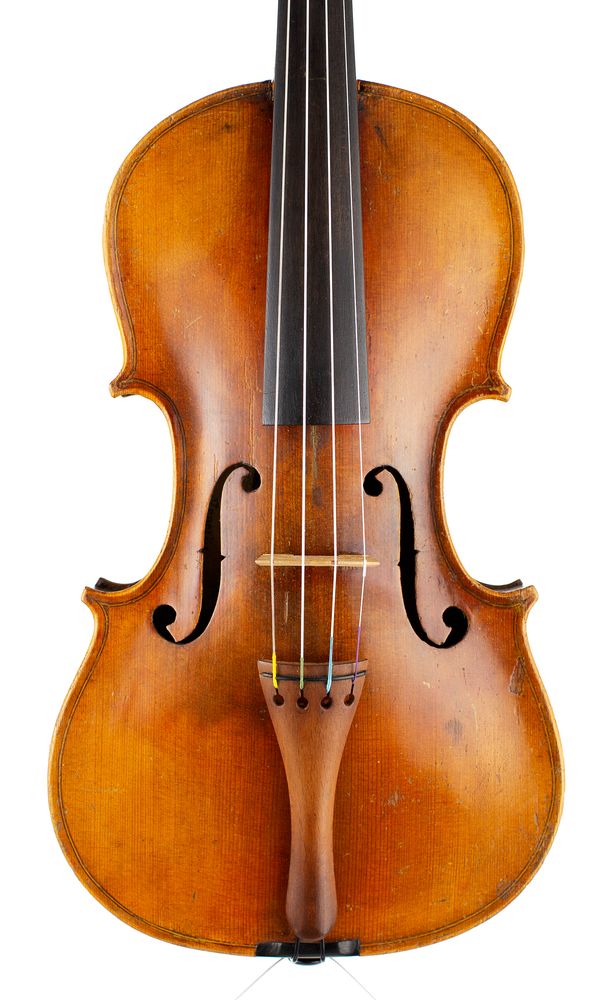 A violin, labelled Micael Deconet