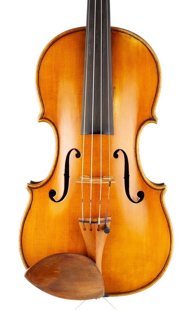 A violin, labelled Giovanni Pistucci