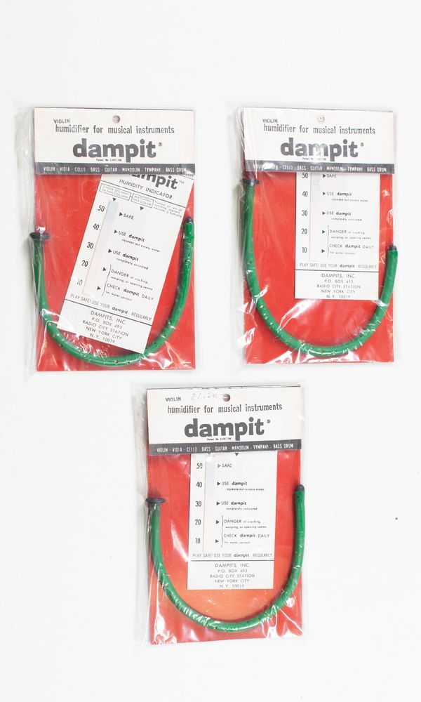 A set of three DAMPIT violin humidifiers