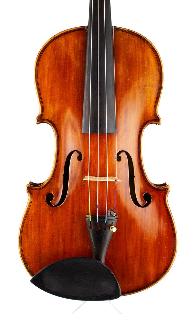 A violin, labelled Joannes Franciscus Pressendas q. Raph