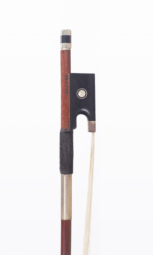 A silver-mounted violin bow, branded Kittel