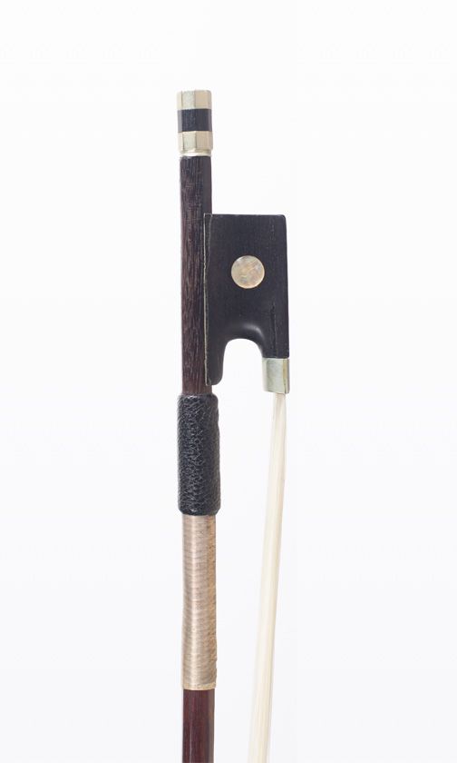 A nickel-mounted violin bow, unbranded