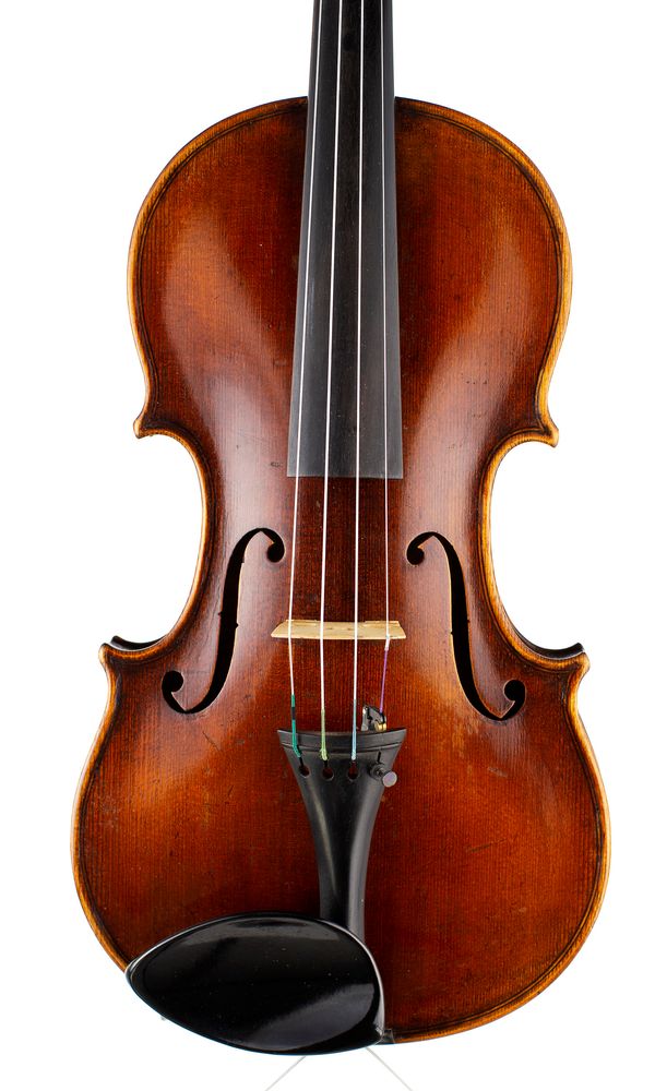 A violin, labelled Joannes Franciscus Pressendas q. Raph