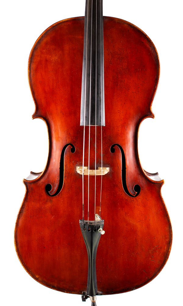 A cello, labelled Mattio Goffriller