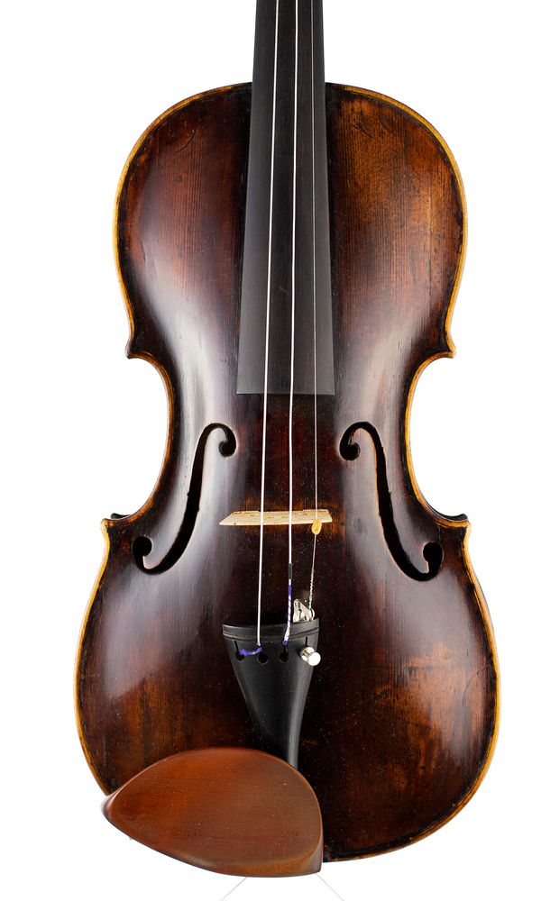 A violin, labelled Mattio... [indistinctly]