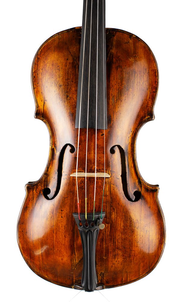 A viola, labelled Andreas Guarnerius