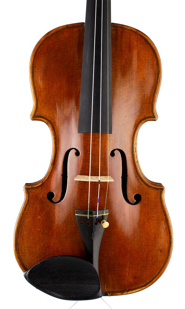 A violin, labelled Nicolaus Bergonzi