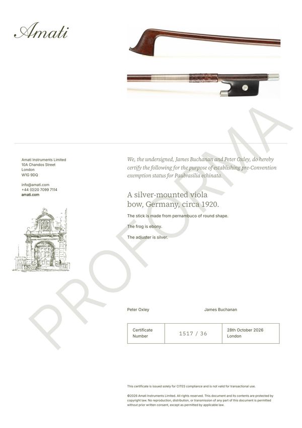 A silver-mounted viola bow, Germany, circa 1920 - Photo 3