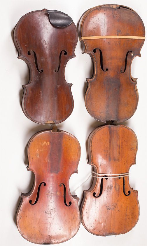 Six violin bodies