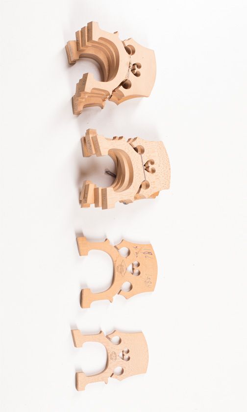 Twelve cello bridges