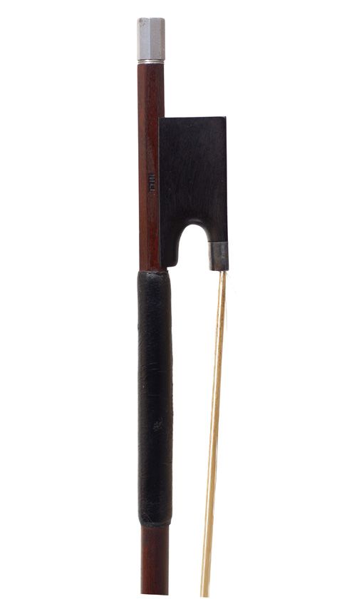 A white-metal-mounted violin bow by W. E. Hill & Sons, London
