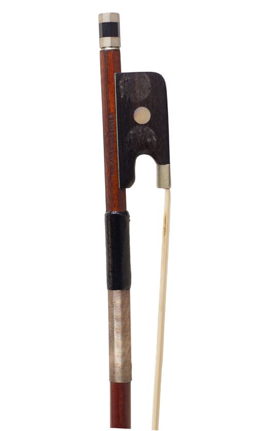 A nickel-mounted viola bow