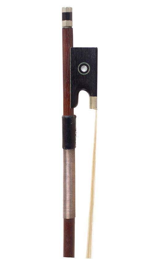 A nickel-mounted violin bow
