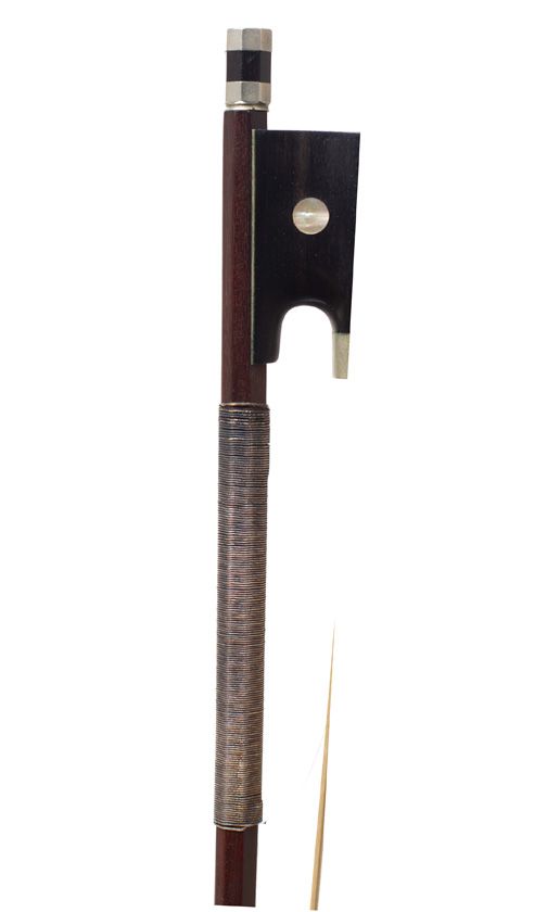 A nickel-mounted violin bow, possibly by Dodd, England