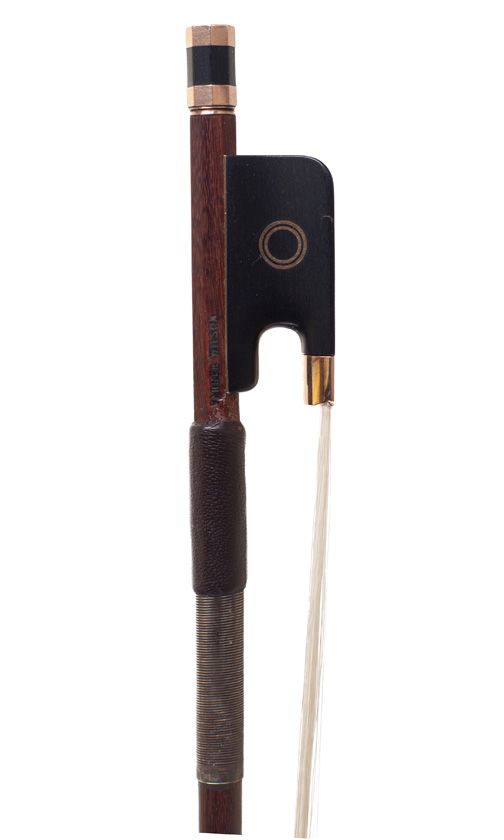 A gold-mounted cello bow by Garner Wilson, England