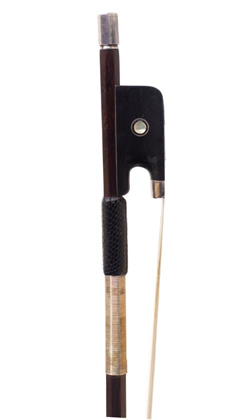 A silver-mounted violin bow by Pierre Husson, France