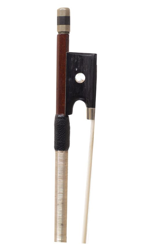 A nickel-mounted viola bow