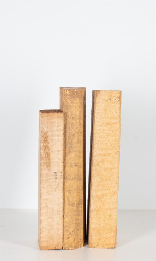 Three maple violin neck blanks
