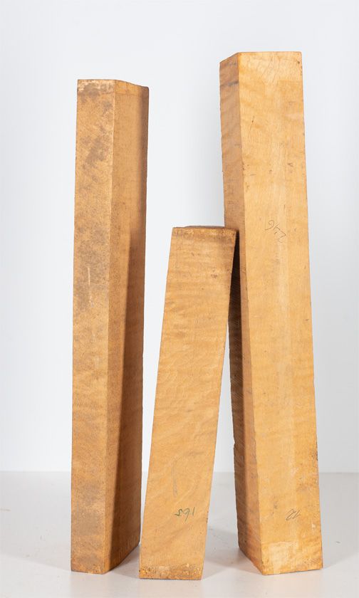 Three maple violin neck blanks
