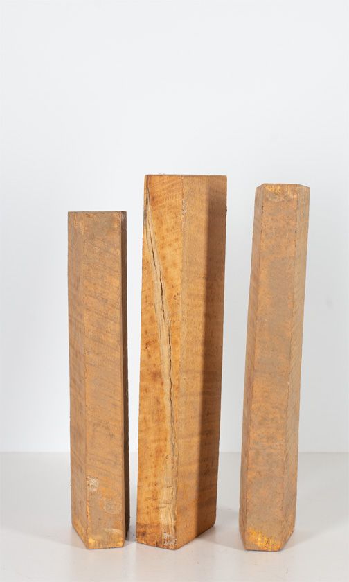 Three maple violin neck blanks