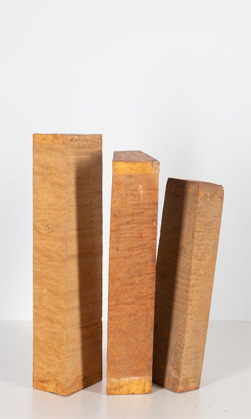 Three maple violin neck blanks