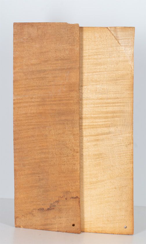 A two-piece maple violin back