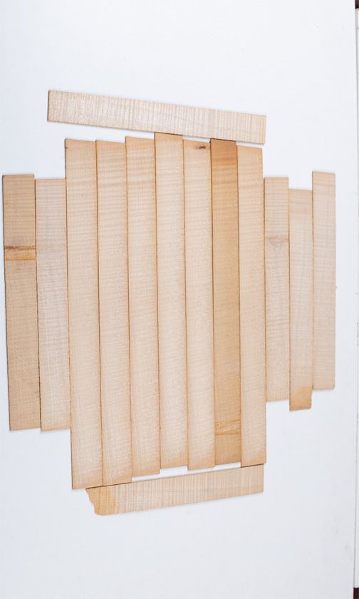 Fourteen maple violin rib blanks