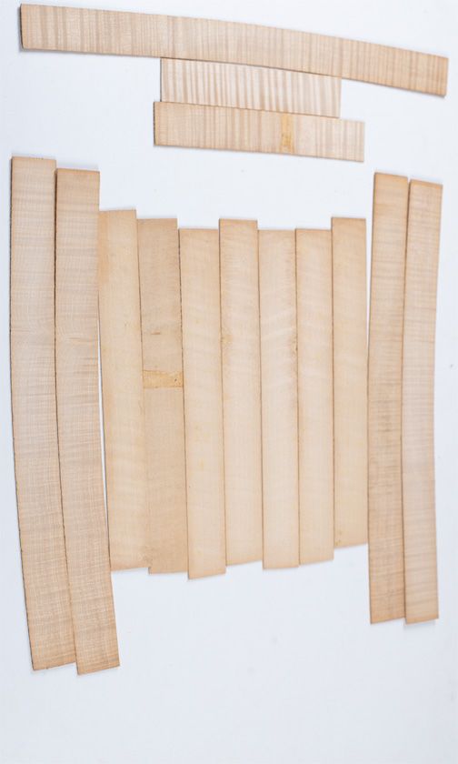 Fourteen maple violin rib blanks