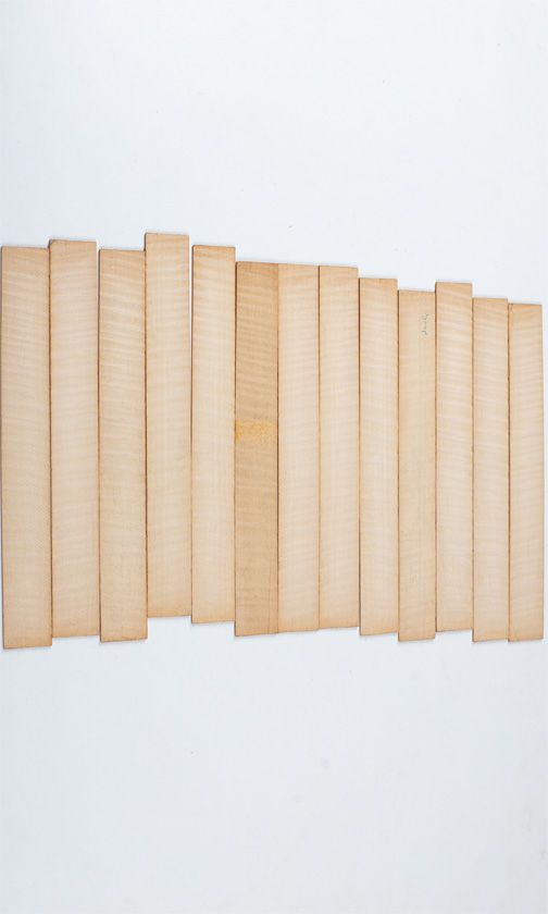 Thirteen maple violin rib blanks