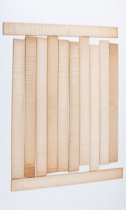 Twelve maple violin rib blanks
