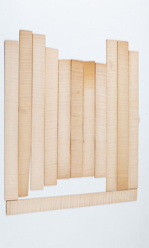 Twelve maple violin rib blanks