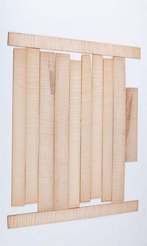 Twelve maple violin rib blanks