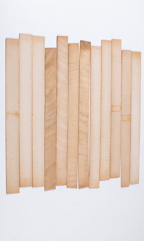 Twelve maple violin rib blanks