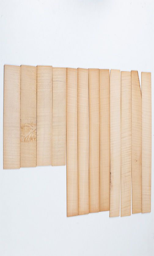 Twelve maple violin rib blanks