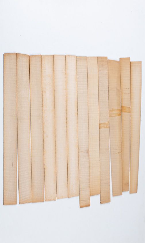 Twelve maple violin rib blanks
