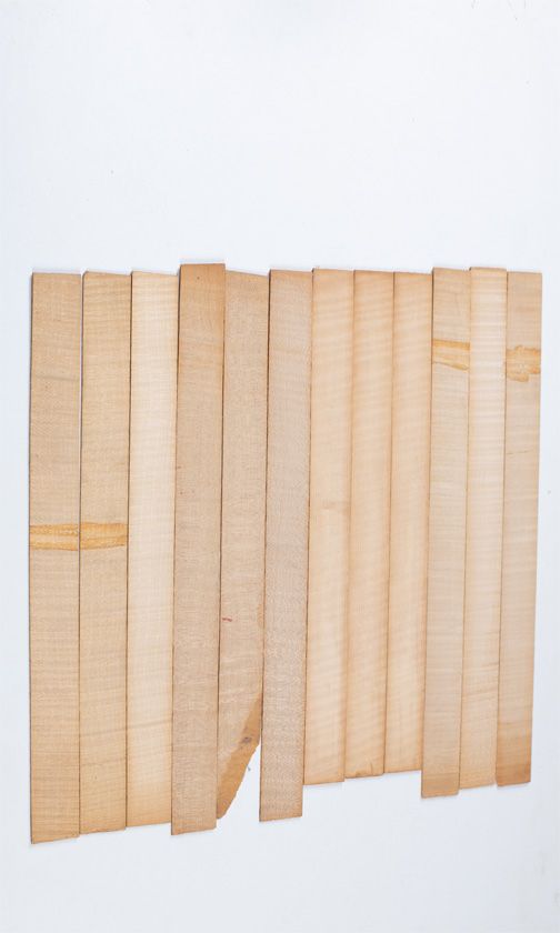 Twelve maple violin rib blanks