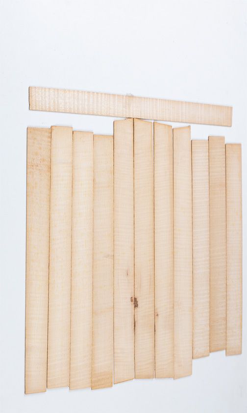 Twelve maple violin rib blanks